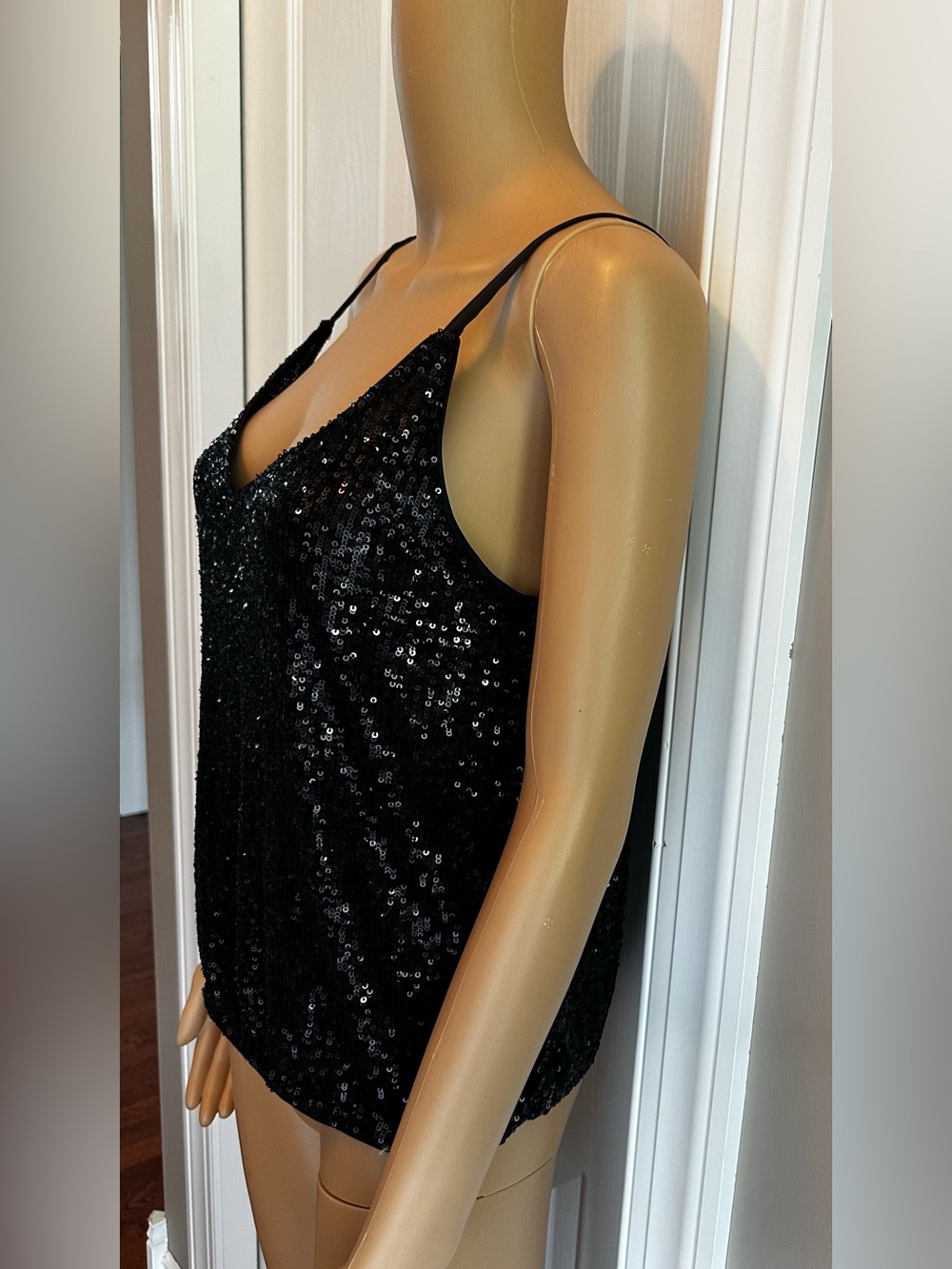 Express Black Sequin Spaghetti Strap Camisole - Picture 3 of 5